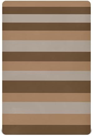 KICPOAY Fitted Crib Sheets with Stretchy Dark Light Brown Stripes