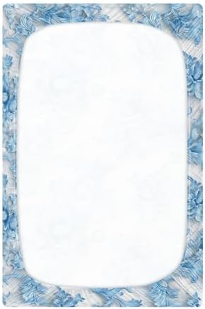 Wassud Blue Floral Crib Sheets 27x39 Inches Pack and Play