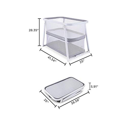 Joovy Coo Bassinet Portable with Storage and Rocking Playpen Gray