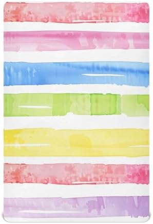 JIPONI Rainbow Stripes Soft Crib Sheet - Pack Play Sheets