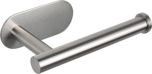 Stainless Steel Toilet Roll Holder - Self Adhesive Rust Resistant Easy Install