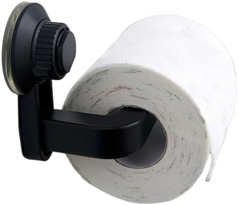 Dorccsi Suction Cup Toilet Paper Holder Black ABS 6x3x4 Wall-Mounted