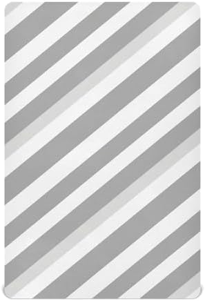 Wassud Gray Stripes Crib Sheets Set for Boys Girls