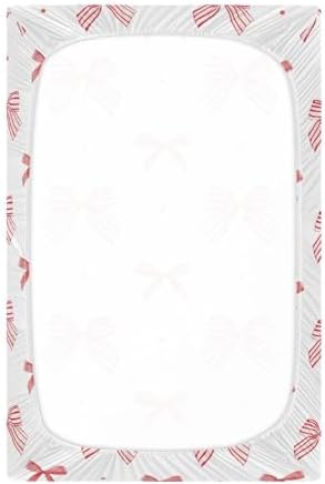 Fitted Crib Sheets with Red Stripe and Coquette Bow Dots