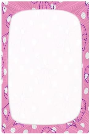 Jihqo Pink Polka Dots Crib Sheets Pack N Play 39 x 27