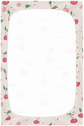 Wassud Cherry Pattern Crib Sheets 27x39 Inch Pack and Play Fitted