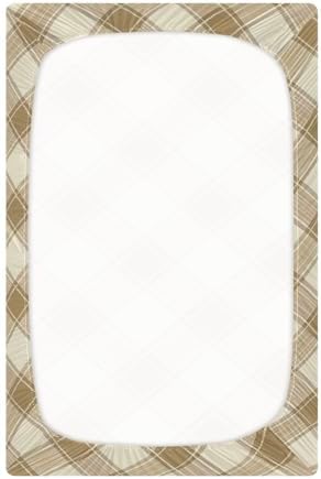 Wassud Light Brown Plaid Crib Sheets for Boys Girls