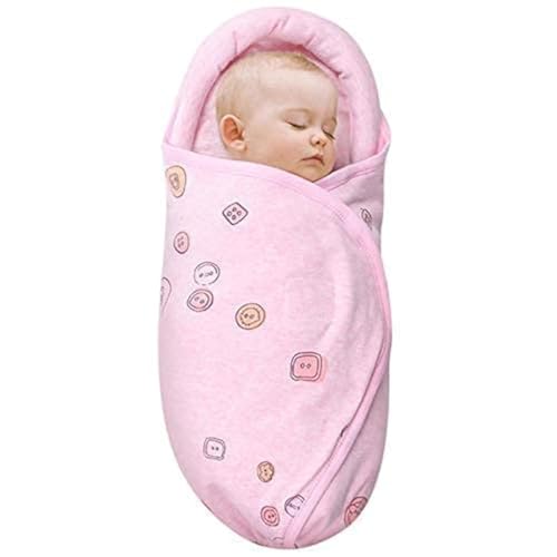 Knirose Baby Swaddle Blanket Wrap 0-3 Months Combed Cotton Button Closure Peachpink