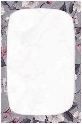 Violet Flower Crib Sheets for Boys Girls Breathable Pack and Play Set