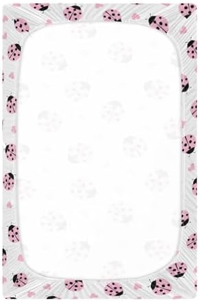 Cute Ladybug Heart Crib Sheet Portable Playard Sheet for Baby Toddler