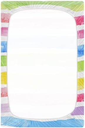 JIPONI Rainbow Stripes Soft Crib Sheet - Pack Play Sheets