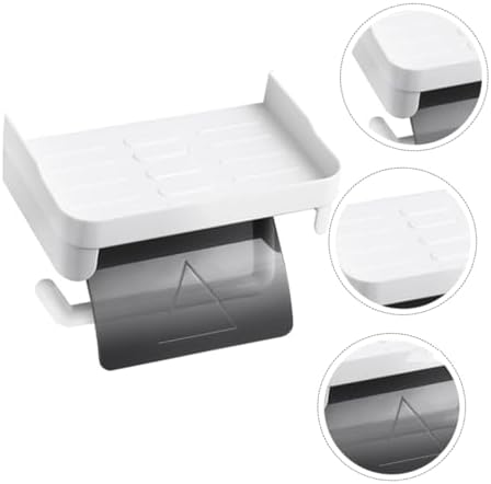 HOLIDYOYO Toilet Paper Holder with Storage Shelf and Punch Design