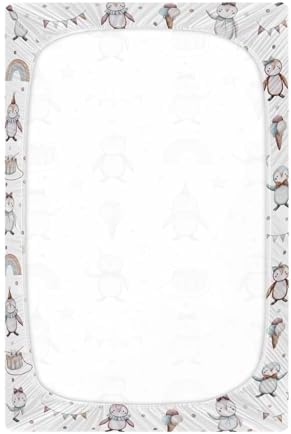 KICPOAY Funny Penguins Stars Dots Crib Sheet