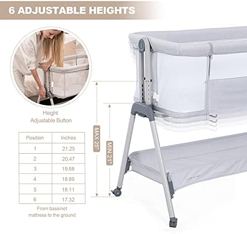 ANGELBLISS Baby Bassinet Bedside Sleeper with Wheels 1
