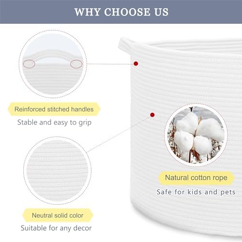 Extra Large Cotton Rope Basket 22x14 White