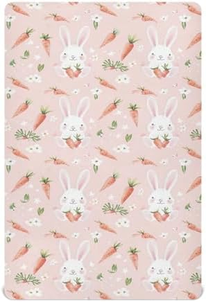 Wassud Rabbit and Carrot Crib Sheets for Boys and Girls
