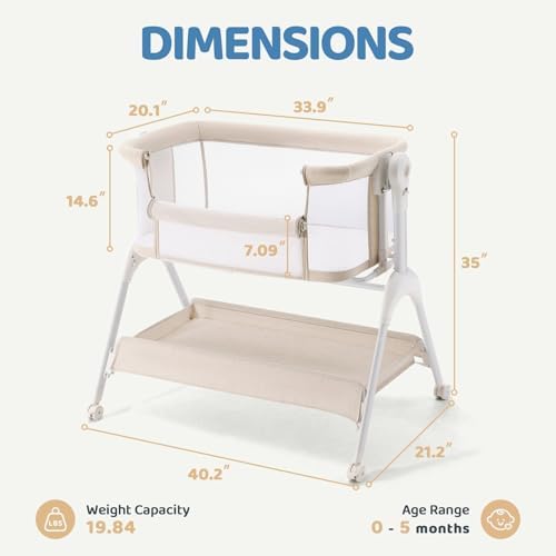HARPPA Cuddly Bassinet Bedside Sleeper 3 in 1 Rocking