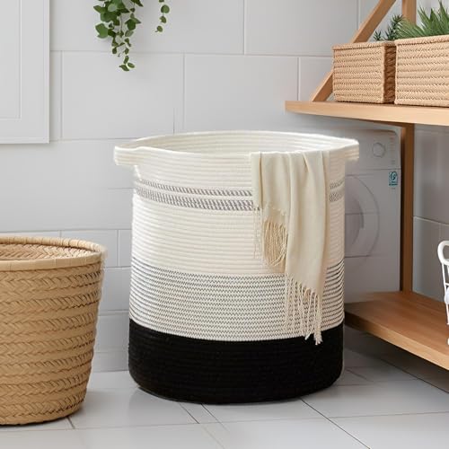 Nonazippy 80L Woven Cotton Rope Laundry Hamper Basket