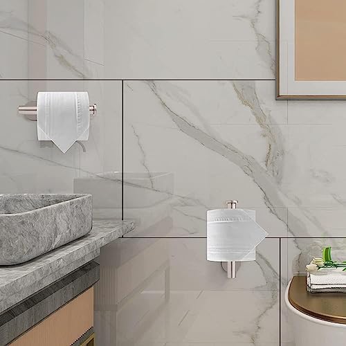 Stainless Steel Toilet Roll Holder - Self Adhesive Rust Resistant Easy Install