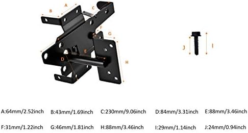 Heavy Duty Black Steel Fence Gate Latch with Self-Locking