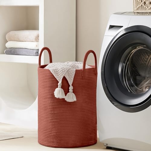 YOUDENOVA 58L Woven Tall Laundry Basket for Blanket Storage