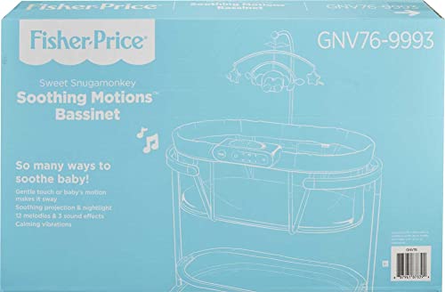 Fisher-Price Sweet Snugamonkey Bassinet with Lights Music and Toy Mobile