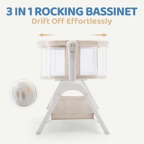HARPPA Cuddly Bassinet Bedside Sleeper 3 in 1 Rocking