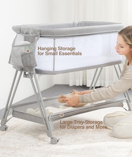 AmourLight Baby Bassinet with Wheels and Storage 1