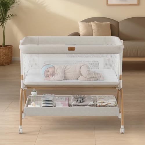 BabyBond 3-in-1 Bassinet Bedside Crib with Mattress and Sheet