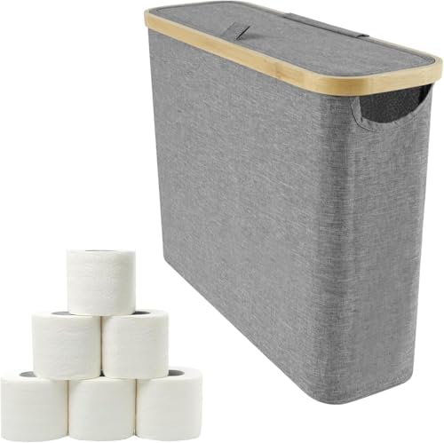 Foldable Toilet Paper Basket with Lid and Handle