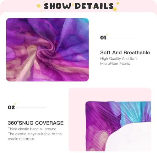 Wassud Abstract Tie-dye Crib Sheets Pack and Play Fitted 27x39 Inches