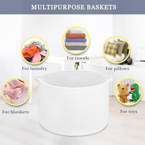 Extra Large Cotton Rope Basket 22x14 White
