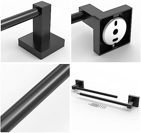 Ruacq 21 Inch Matte Black Towel Bar Stainless Steel Modern Wall Mount