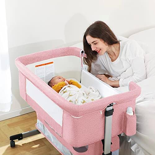 Ihoming Baby Bassinet Bedside Sleeper with Storage Pink