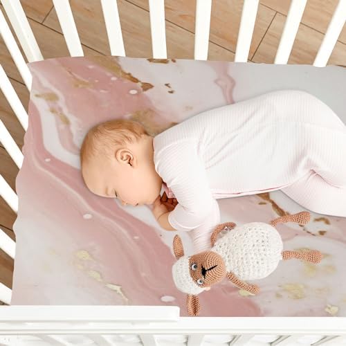 Wassud Brown Marble Crib Sheets Pack and Play Fitted 27x39 Inch