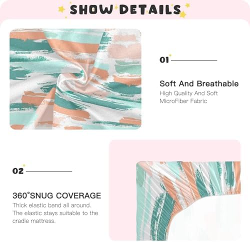 Boho Stripe Crib Sheets Set for Boys Girls 27x39 Inch
