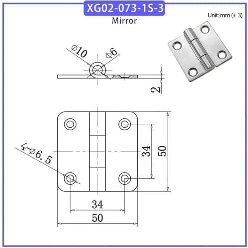 FANGZHNHT 304 Stainless Steel Square Hinge 1pcs