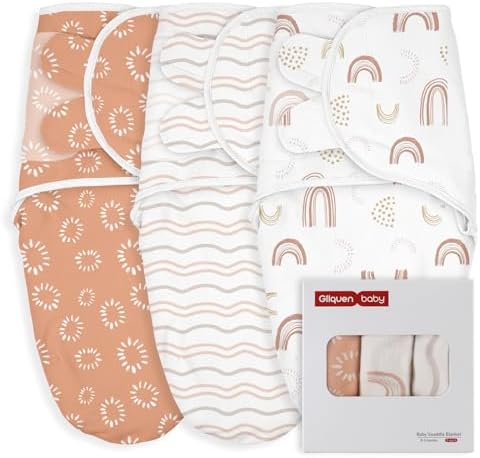 GLLQUEN BABY Swaddles 3 Pack - Soft Breathable for Newborns