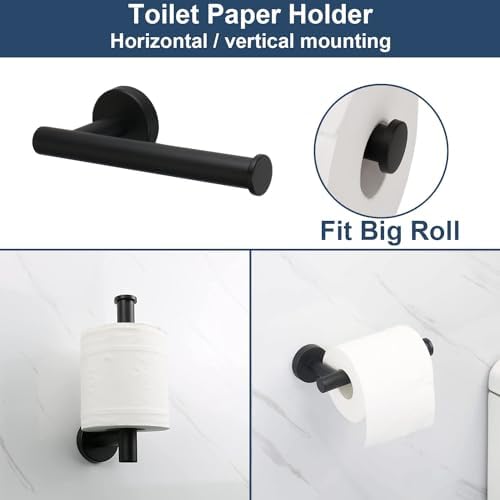 TocTen 6-Piece Matte Black Bathroom Hardware Set
