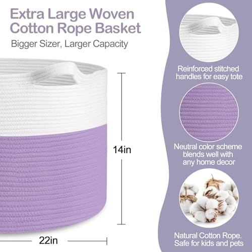 MEGASKET Purple Wicker Storage Basket 22x14 Inches