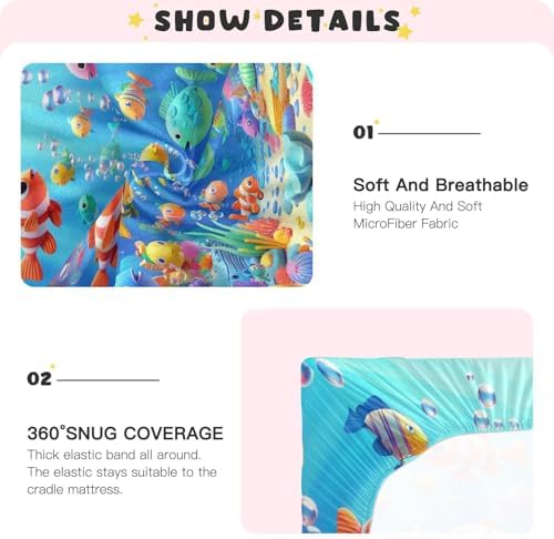 Jihqo Colorful Sea Fishes Crib Sheets 52x28