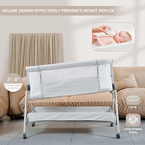 ANGELBLISS Baby Bassinet Bedside Sleeper with Wheels 1