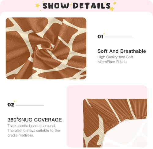 Fitted Crib Sheet Giraffe Skin Brown Stretchy Playard Sheet for Baby Toddler