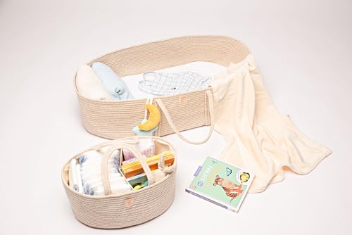 Trendy Baby Changing Basket Set of 4 Waterproof Pad Cotton Blanket Bassinet Topper