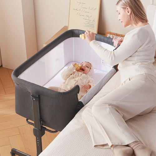 Larex Baby Bassinet 3 in 1 Bedside Sleeper with Mattress and Wheels