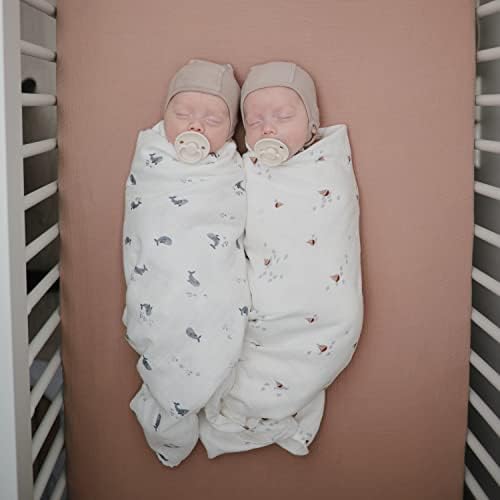 Mushie Muslin Swaddle Blanket - Organic Cotton Whales