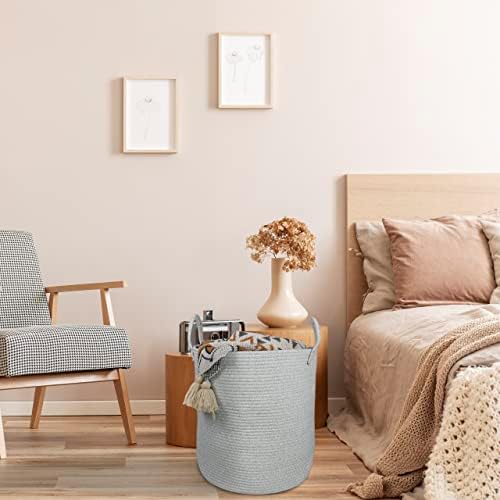 Cotton Rope Laundry Hamper Basket for Baby Nursery