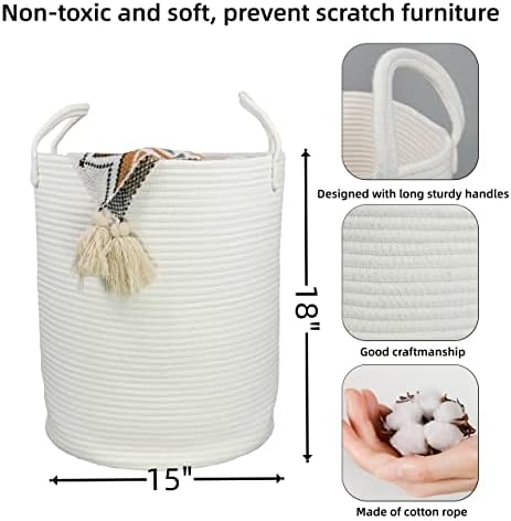 Cotton Rope Laundry Hamper with Handles 15x18 1