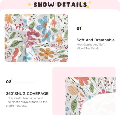 Wassud Cute Cartoon Flowers Crib Sheets Pack