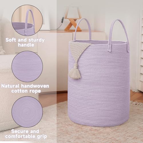 JMvicyroam Large Woven Cotton Rope Hamper 60L Purple